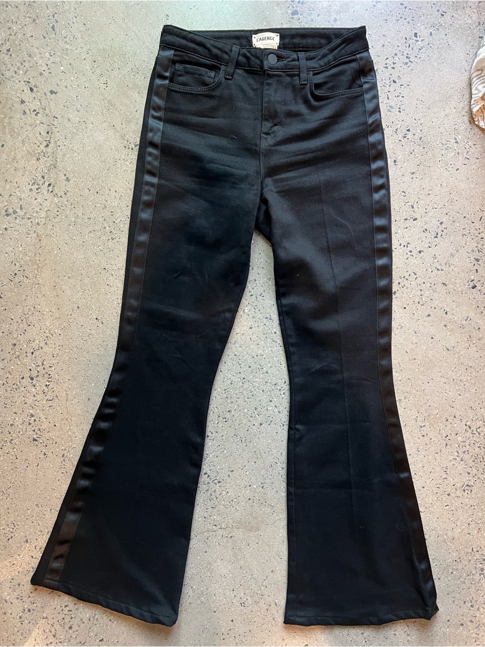 L’AGENCE Solana Flare Jeans with Tuxedo Stripe